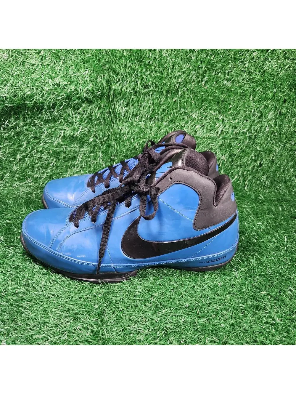 Nike Zoom Hustle patent blue leather sneakers Y2K shoes 375507-403 RARE Size 12